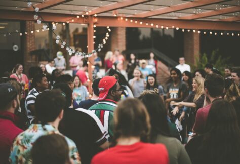 laughing people in party